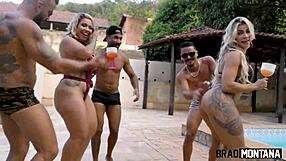 pool party turns wild with two sluts anal double penetration orgy