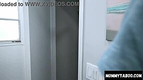 hot stepmom sneaks in bathroom to guide son's anal pounding handjob style