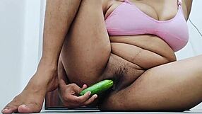 Stepsister's wet pussy throbs with cucumber as stepbrother films stepdad sex