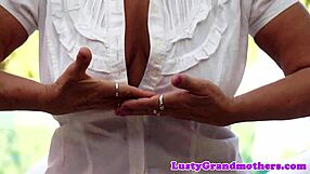 busty european granny with saggy tits rides cowgirl doggy and swallows cum from partner