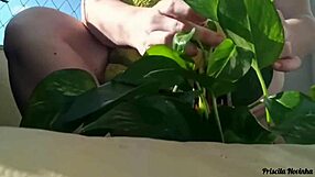 Naked Plant Watering On Balcony For All Eyes Part 02!