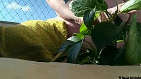 Naked Plant Watering On Balcony For All Eyes Part 02!