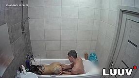 Girlfriend's shave help turns into hot bathroom flashing and sensual tit play