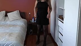 my wife slips into sexy lingerie for office day husband waits excited