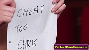 Big Titted Brit Cheats with Messy Facial After Close-Up Blowjob