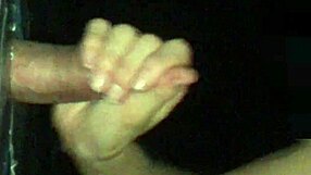 Glory Hole Handjob Drains Old Cock for Thick Cumshot on Waiting Tits