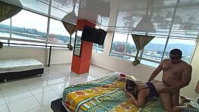 on a trip with my boss's wife we shared the bed and i creampied her tight pussy in the hotel