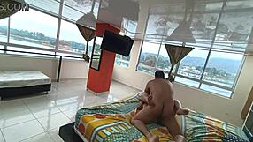 on a trip with my boss's wife we shared the bed and i creampied her tight pussy in the hotel