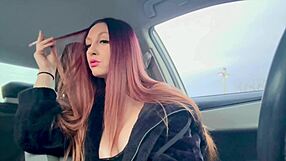 damn italian milf artemisia smokes cig flashing big tits nipples in car