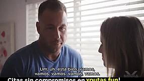 Cute busty glasses girl loves fucking her spanish sub creampie lick