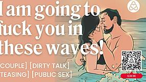 couple teases dirty talk fucking beach waves public