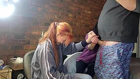 two shy petite girls stroke my monster cock till huge cumshot sprays