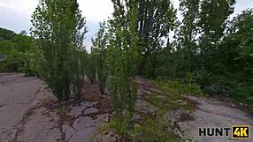 wanna watch this slutty brunette take stranger's cock deep in her ass outdoors?