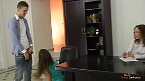 three coworkers peeing everywhere then fucking office desk hard