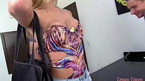 Blonde Tranny Barbara Craves Sucking Cock in Steamy Threesome