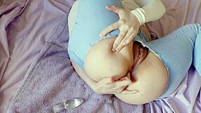 how does big ass blonde gape tight asshole to anal orgasm?