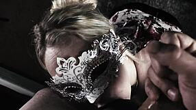 busty milf strips man for cfnm blowjob facial on natural big tits