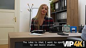 Panties Slip Off Cute Blonde During Office Interview Fuck