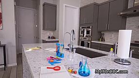 slutty cougar milf rides big black monster cock in lab