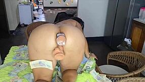 Busty stepmom masturbates juicy pussy and huge tits with new ripping sex toy