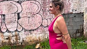 street pussy licking blowjob on natural tits outdoor public