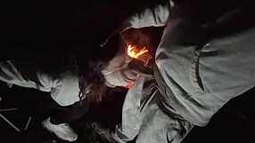 Wife bends over big ass for sneaky doggystyle pounding at public campsite