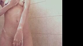 hey wanna watch this sexy latina model's small tits bounce in shower fuck?