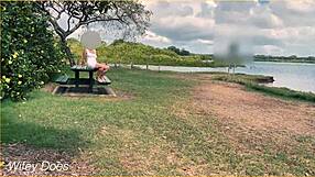 wife on swing flashes shaved pussy no panties upskirt outdoor voyeur fun