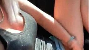 Blonde fingers pussy to orgasm in public car? watch now