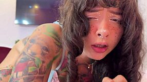 sloppy blowjob from pierced tongue curly croatian girl ends in hot cumshot