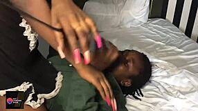 Two juicy black lesbian roommates with small waists squirt pussy close-up in dorm, what's next?