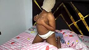 Horny ebony shakes big ass while masturbating wildly