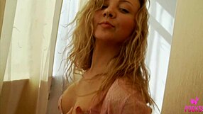 busty celeste moans loud dildo-thrusting her tight shaved pussy