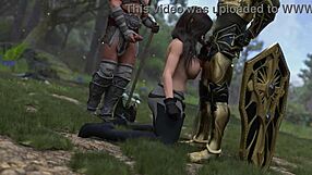 two hot girls ride suck big cocks in outdoor public roleplay game creampie