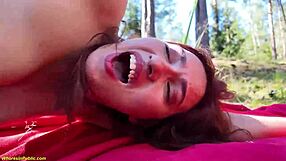 Cute Teen's Miniskirt Hides Tight Ass for Forester's Rough Outdoor Fuck