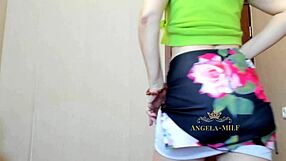 horny russian milf angela strips lingerie rips clothes shows shaved pussy huge saggy tits