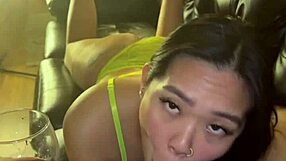 Asian Slut Worships Huge Cock with Lingerie-Clad Deepthroat Cum Swallow