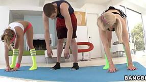 Dude, check out this mature yoga stepmom stretching with her young teen lover