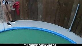 Slimthick ebony demi sutra sneaks dirty outdoor sex at minigolf with big black cock
