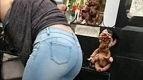 Check out that big ass latina teen in tight jeans voyeur style