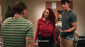 what kind of slut teacher gets blackmailed into double penetration cinema sex?