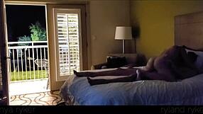 damn this young slut gets pounded rough in motel door wide open