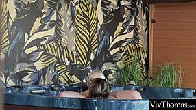 sexy blondes with big pussy lips finger lick and muff dive each other's milf tits in jacuzzi