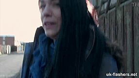 Pissed off horny british babe fingers shaved pussy on london streets