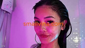 pretty asian teen slut flaunts big ass in hot lingerie