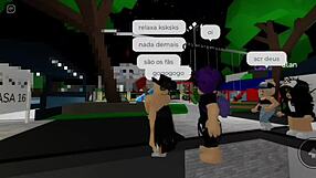 Sexo em público na praça da cidade com plateia no brookhaven explode de tesão!!