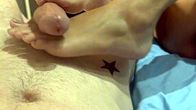 imagine your latina stepsis stroking your cock with her soft barefoot toes until you explode on them