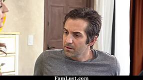 Stepdaughter tempts daddy into live webcam fuck session