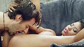 ebony nia nacci deepthroats big black cock then rides interracial