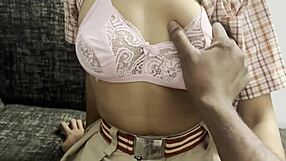 Step Daddy Twists Her Sock-Clad 18+ Little Titties Hard After School Fuck Session